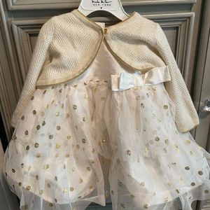 Carters Gold Holiday polka dot dress
